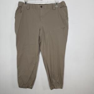 Duluth Trading Pants Womens 18W Khaki Jogger Elastic Cuff Stretch Zipper Pocket